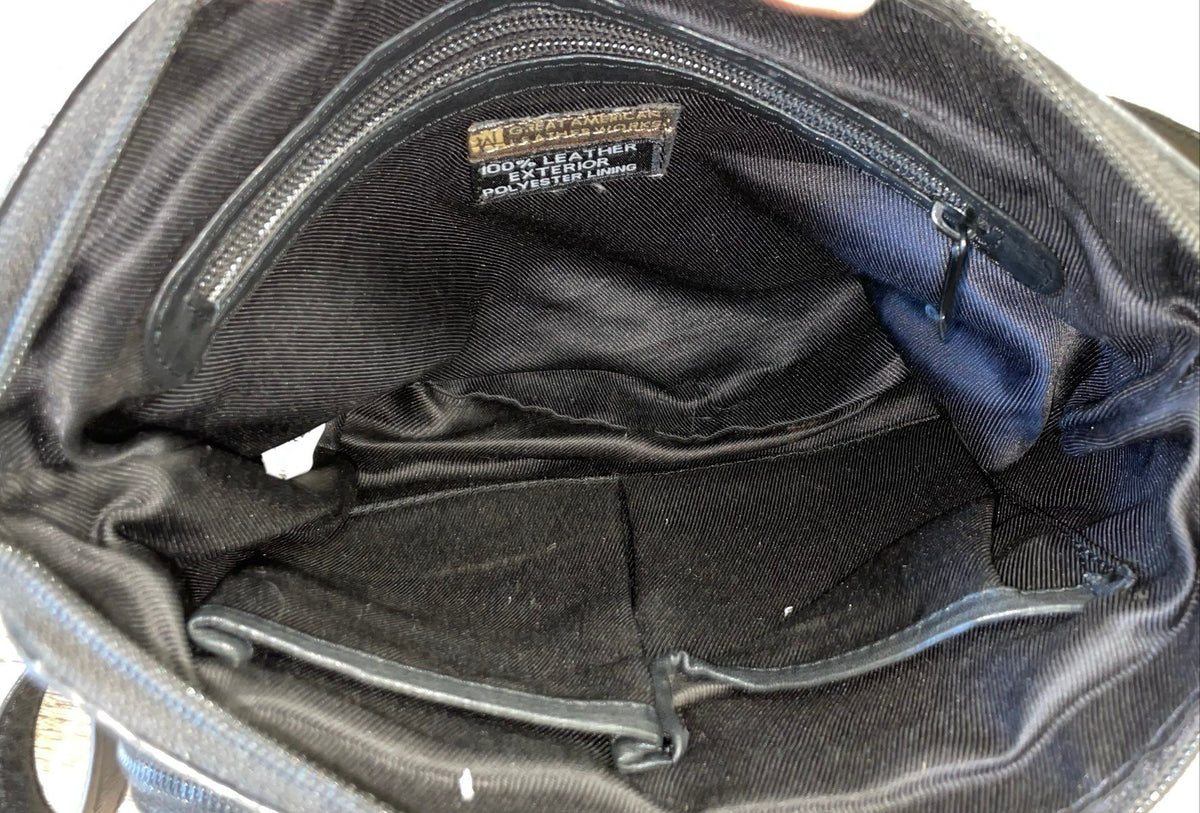 Great American Leather Works Black Leather Multi-Compartment Crossbody Bag