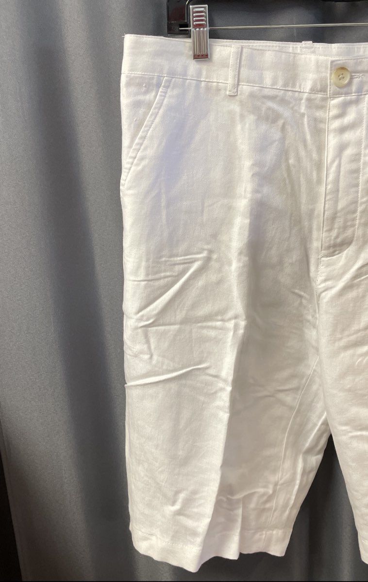 Perry Ellis Men's White Linen Blend Herringbone Flat Front Shorts NWT Size 33