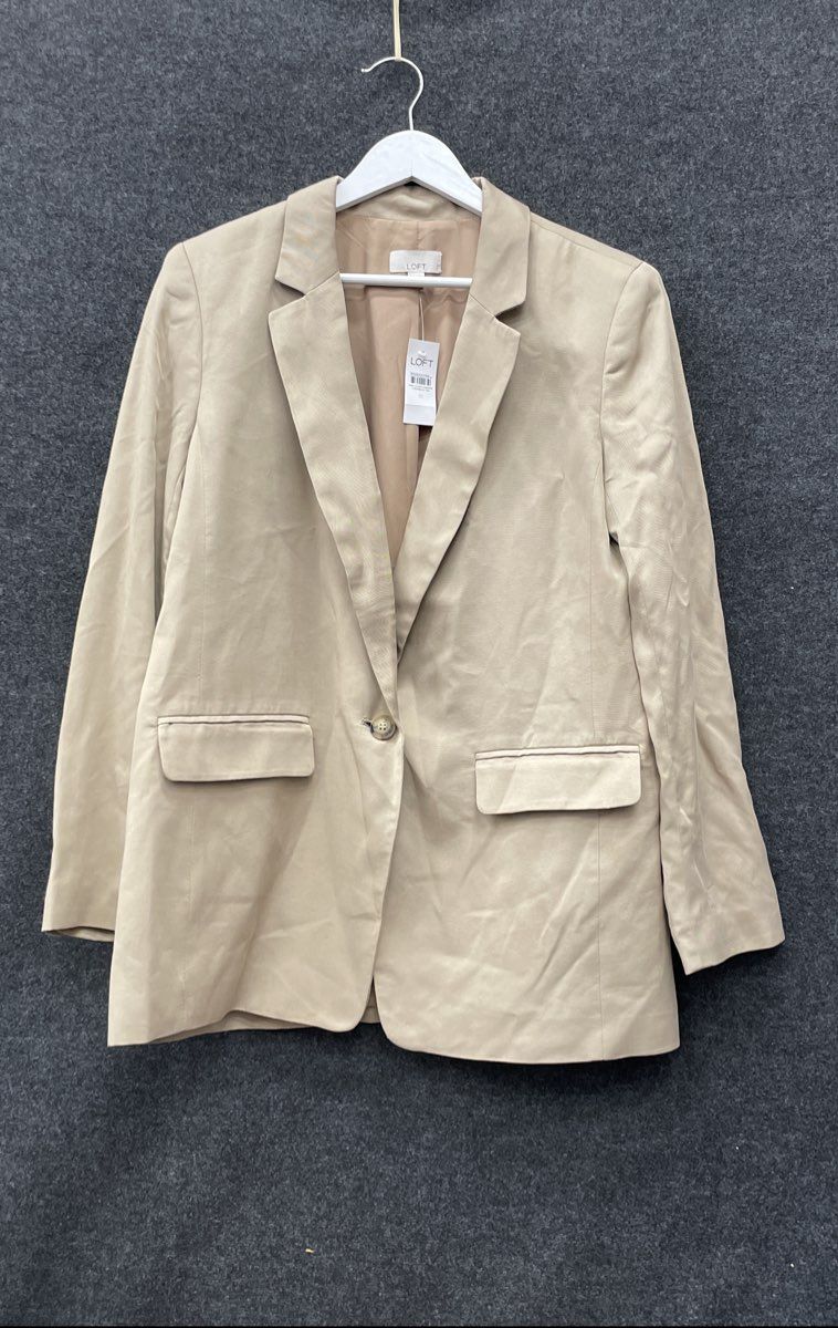 Loft Women's Beige Single Button Notched Lapel Blazer Sz 10 NWT