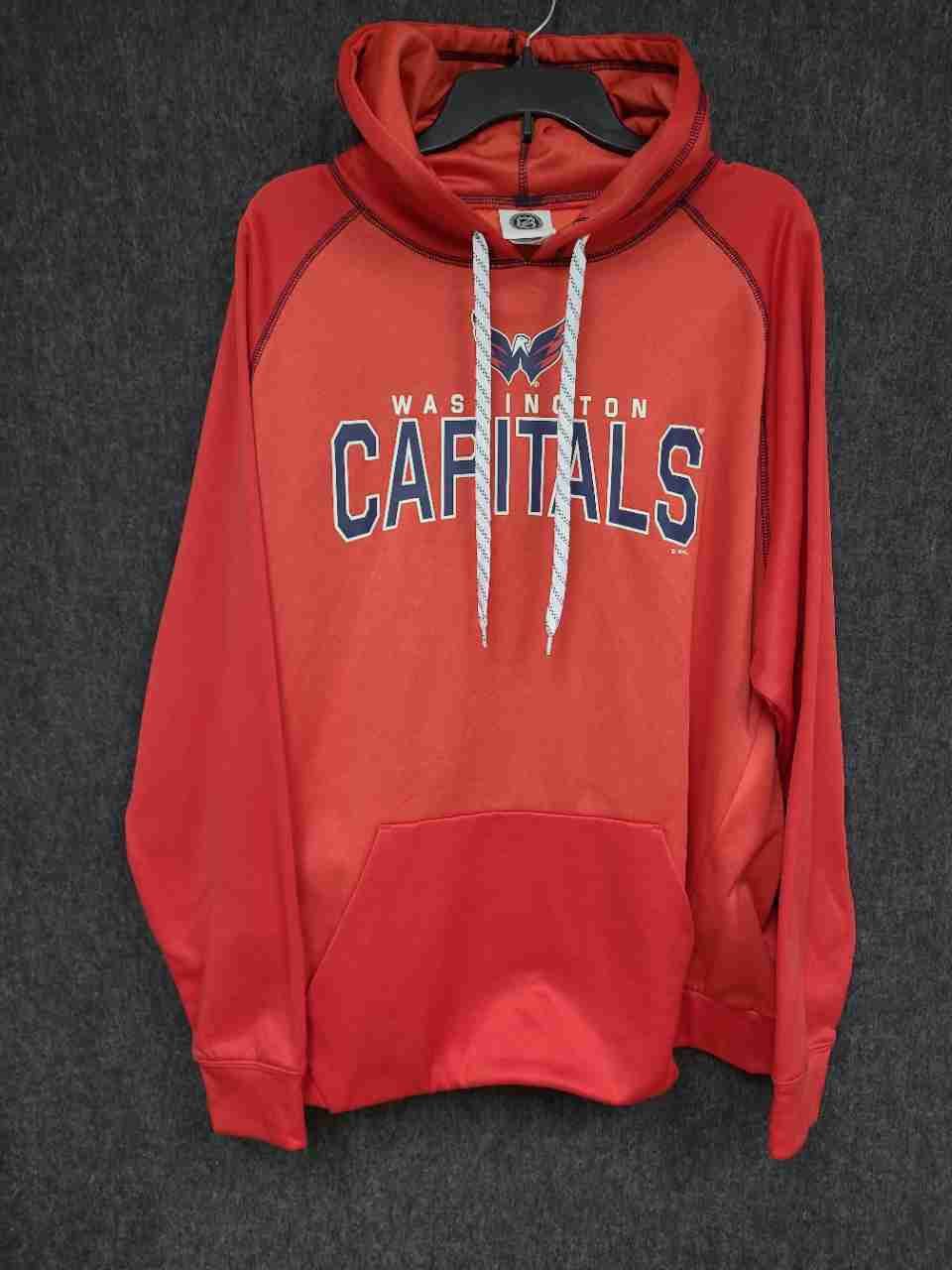 NHL Men's Washington Capitals Red Graphic Pullover Fleece Hoodie Sz L