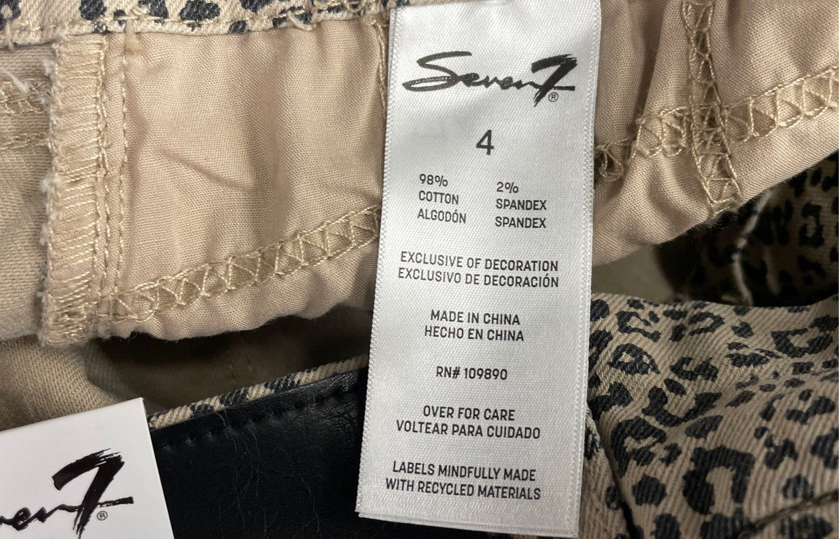 Seven7 Women's Tummyless Skinny Jeans Leopard Print High Rise Sz 4 NWT