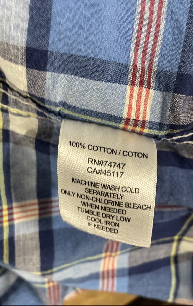 Red Head Men's Blue Plaid Cotton Short Sleeve Button Up Shirt Size 2XL
