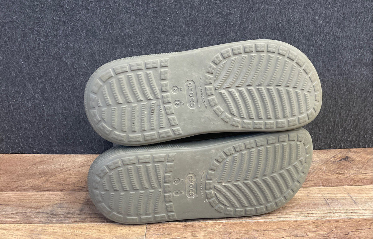 Crocs Classic Crush Boot Army Green Platform Rain Boots Women's 8 Men's 6