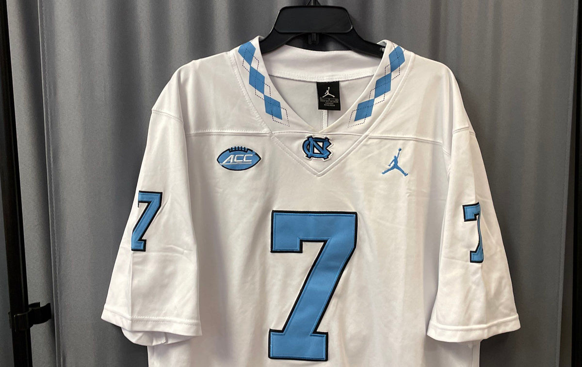 Jordan Brand Men's UNC White #7 Sam Howell Football Jersey Sz L