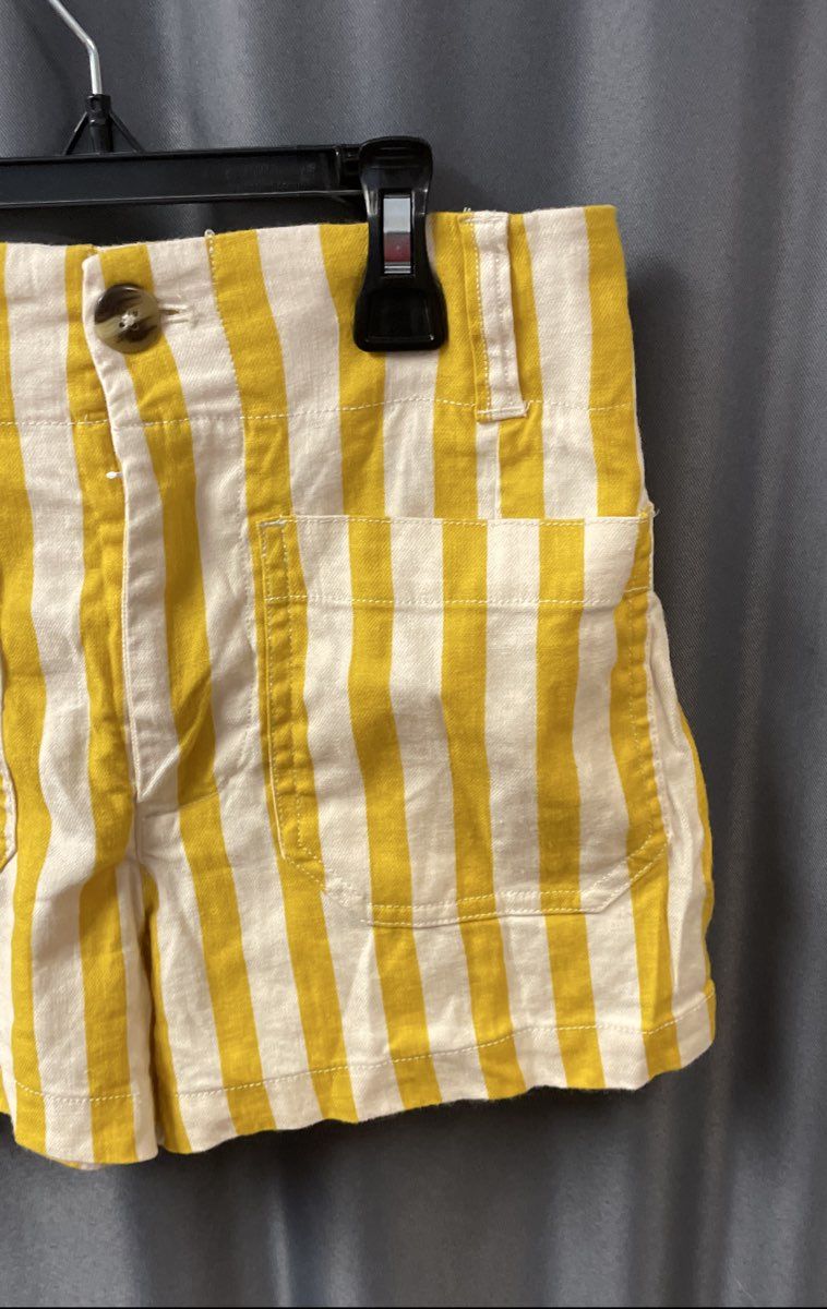 Maeve Women's The Colette Shorts Yellow White Striped Linen Blend Sz 24