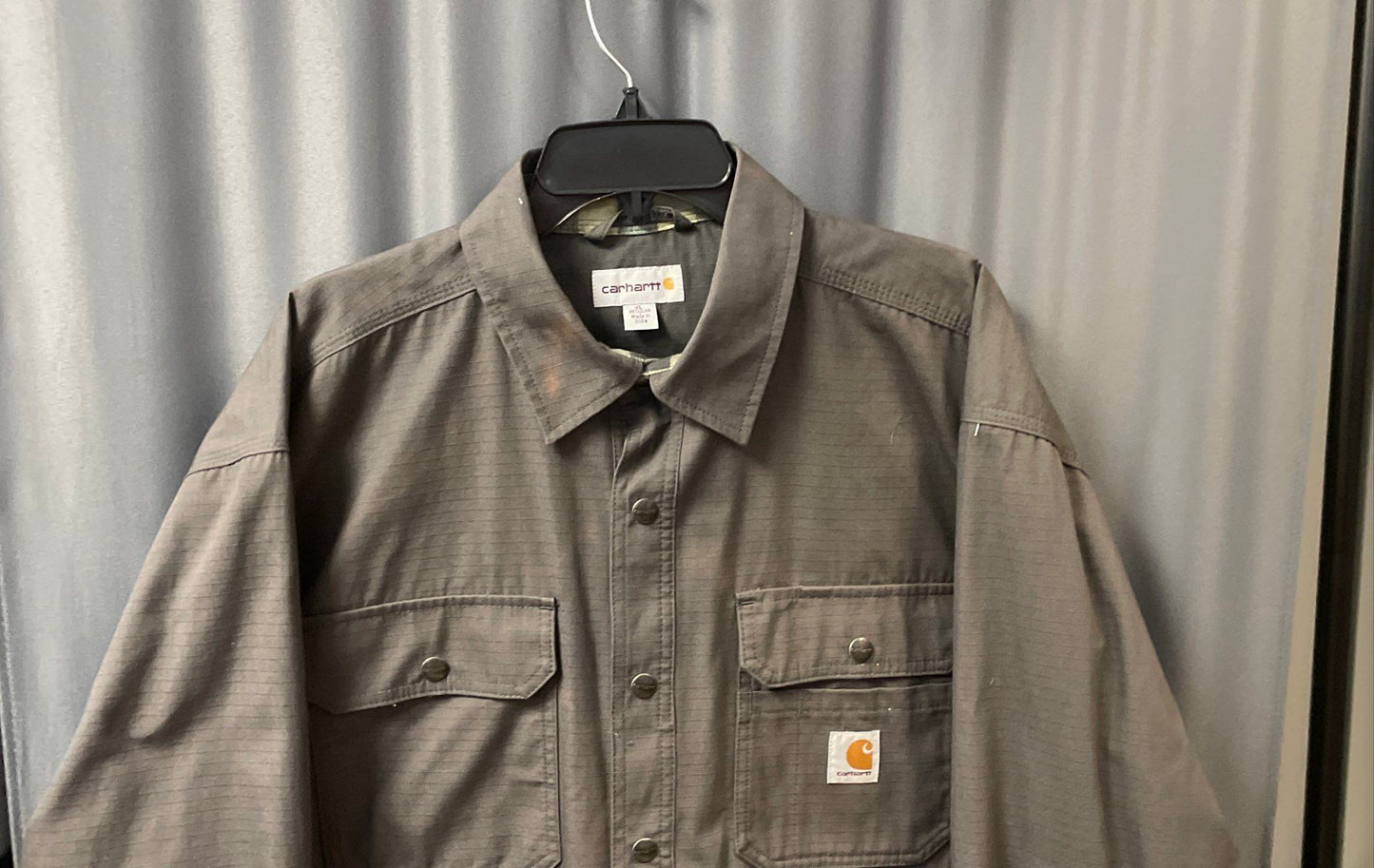 Carhartt Ripstop Flannel Lined Gray Shirt Jacket Shacket Sz XL