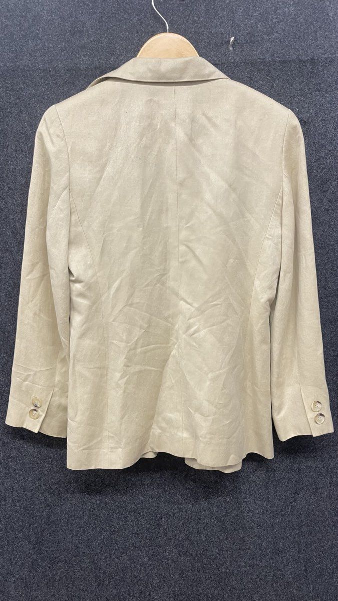 Vintage Ann Taylor Women's Tan Linen 4-Button Blazer Jacket Tailored