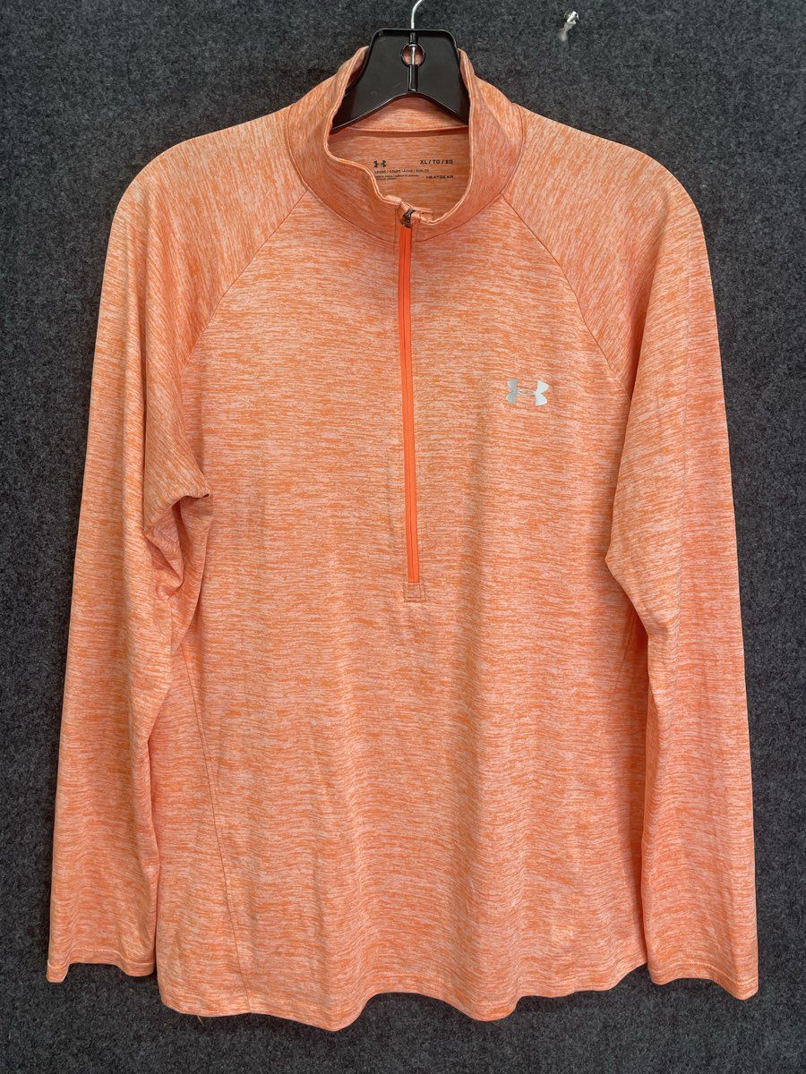 Under Armour Men's 1/4 Zip Long Sleeve HeatGear Loose Pullover Orange Heather XL