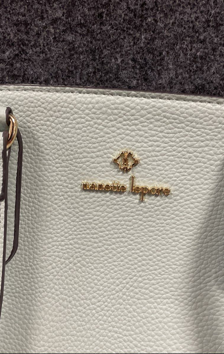 Nanette Lepore Mint Green Pebbled Faux Leather Tote Shoulder Bag Gold Hardware
