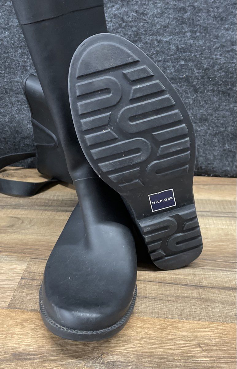 Tommy Hilfiger Coreen Black Rubber Knee High Rain Boots Size 11