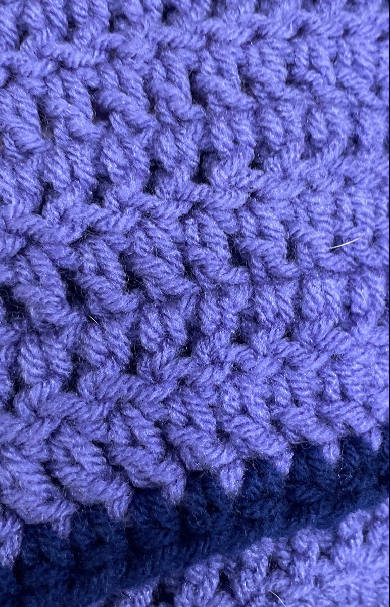 Handmade Purple Striped Crochet Blanket Afghan Throw Multicolor