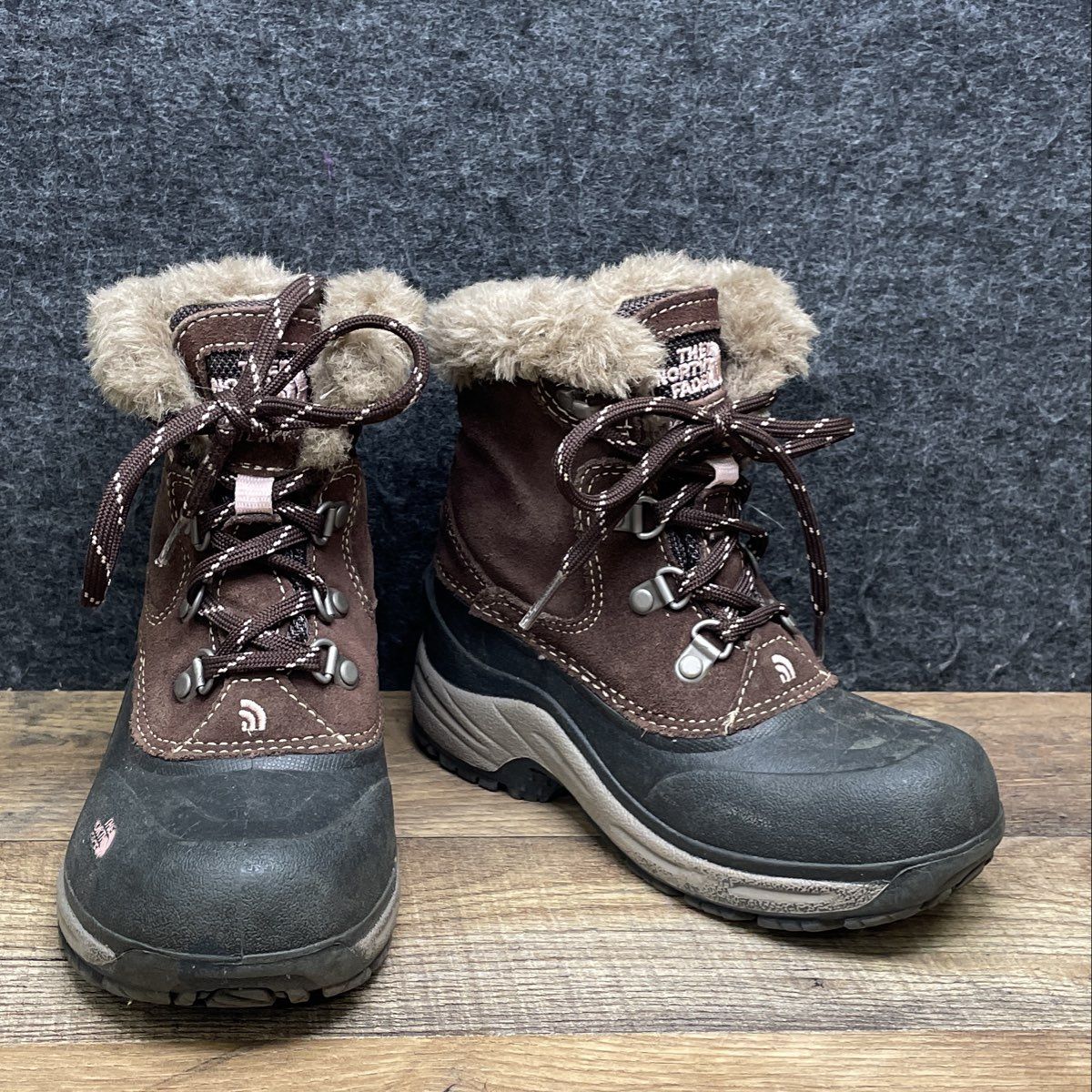 The North Face Alpenglow Brown Waterproof Faux Fur Winter Boots Girl's Size 12