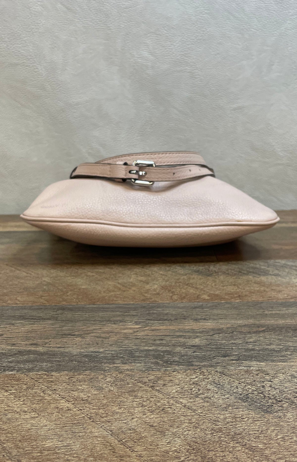 Michael Kors Blush Pink Pebbled Leather Flat Crossbody Bag Silver Hardware