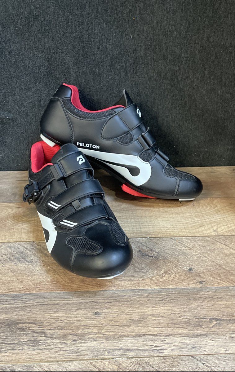 Peloton Road Indoor Cycling Shoes Black White Red Size 47 US Men's 13