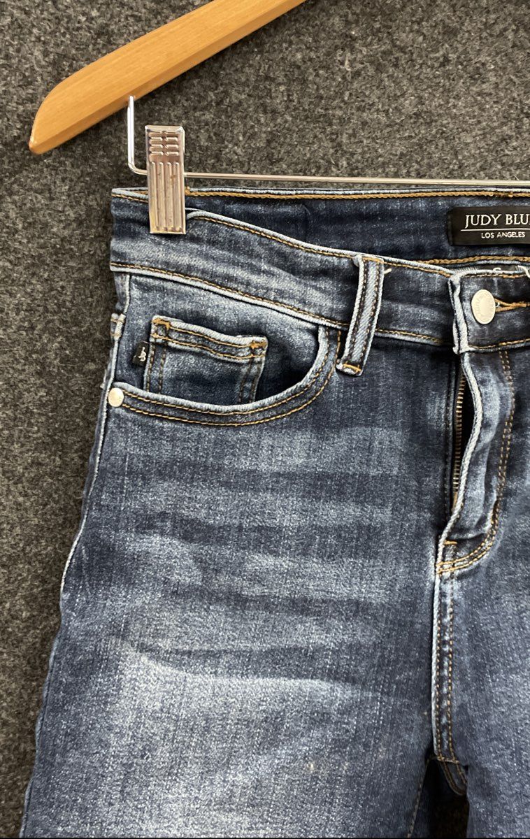 Judy Blue Women's Dark Wash Faded Denim Shorts Style JB15222DK Sz S