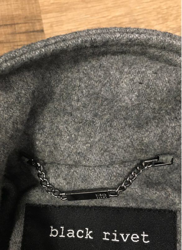 Black Rivet Women's Gray Wool Blend Double Breasted Mock Neck Peacoat Sz S