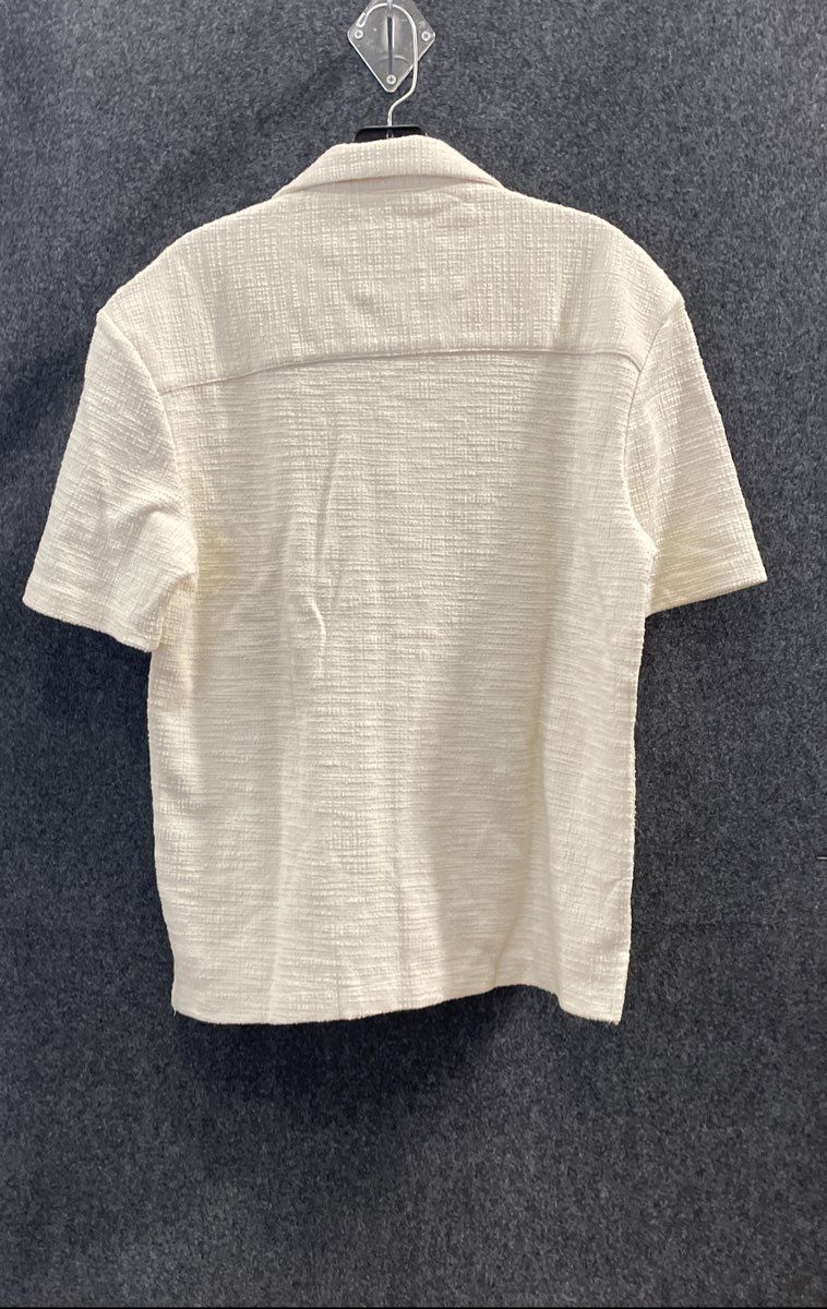 Cactus Man Men's Beige Textured Camp Collar Short Sleeve Shirt Size M NWT