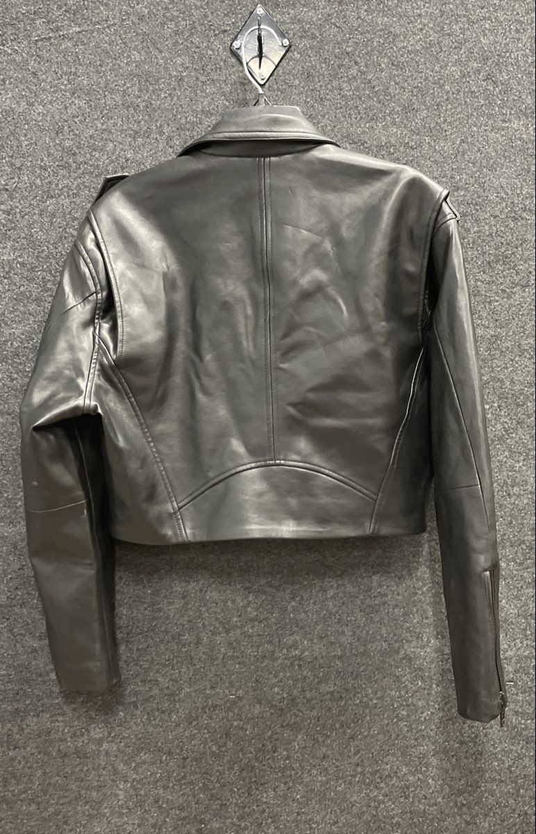 BLANKNYC Women's Black Faux Leather Cropped Moto Jacket Asymmetric Zip Sz S