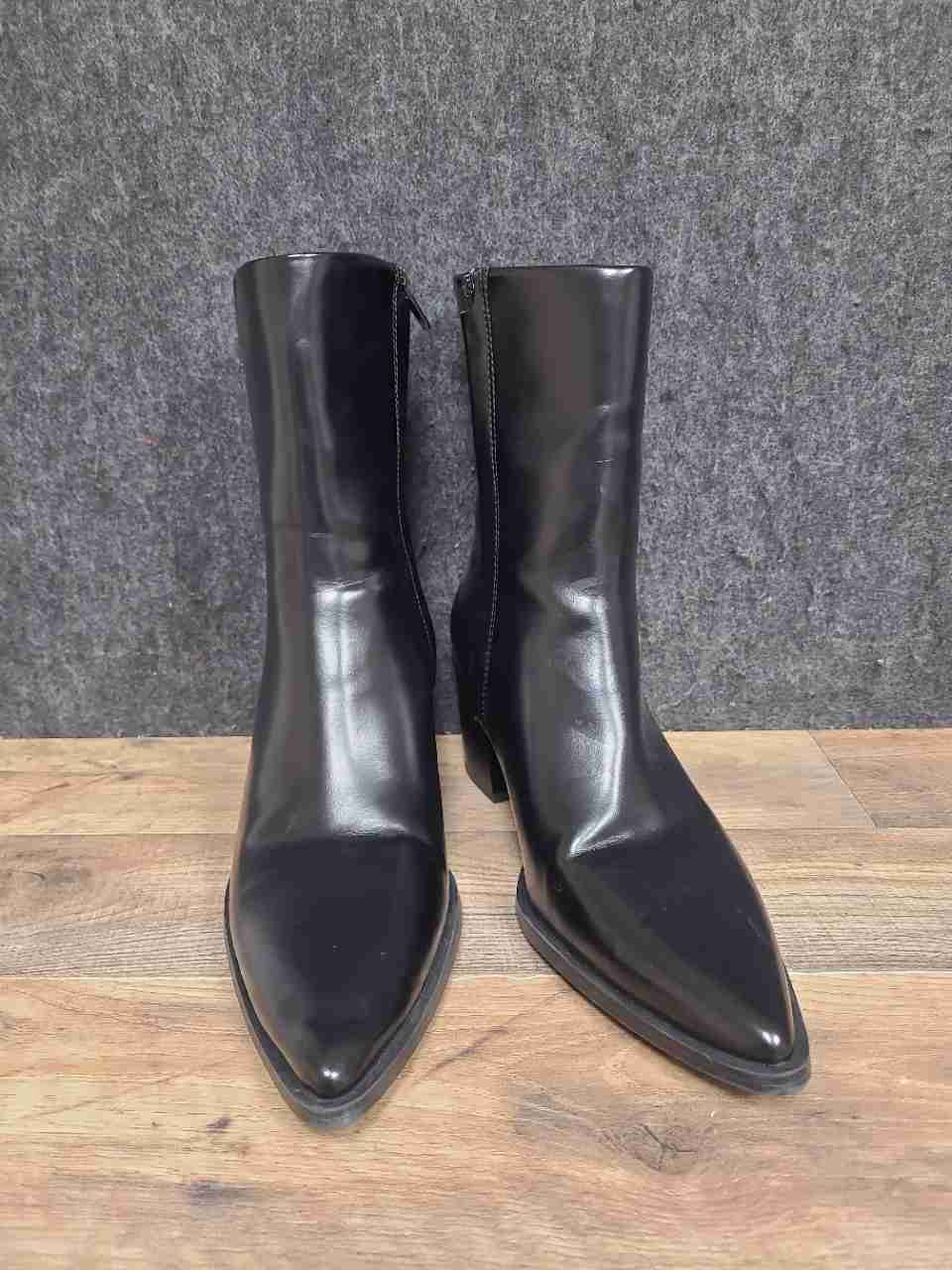 H&M Black Pointed Toe Block Heel Ankle Boots Women's Size 10