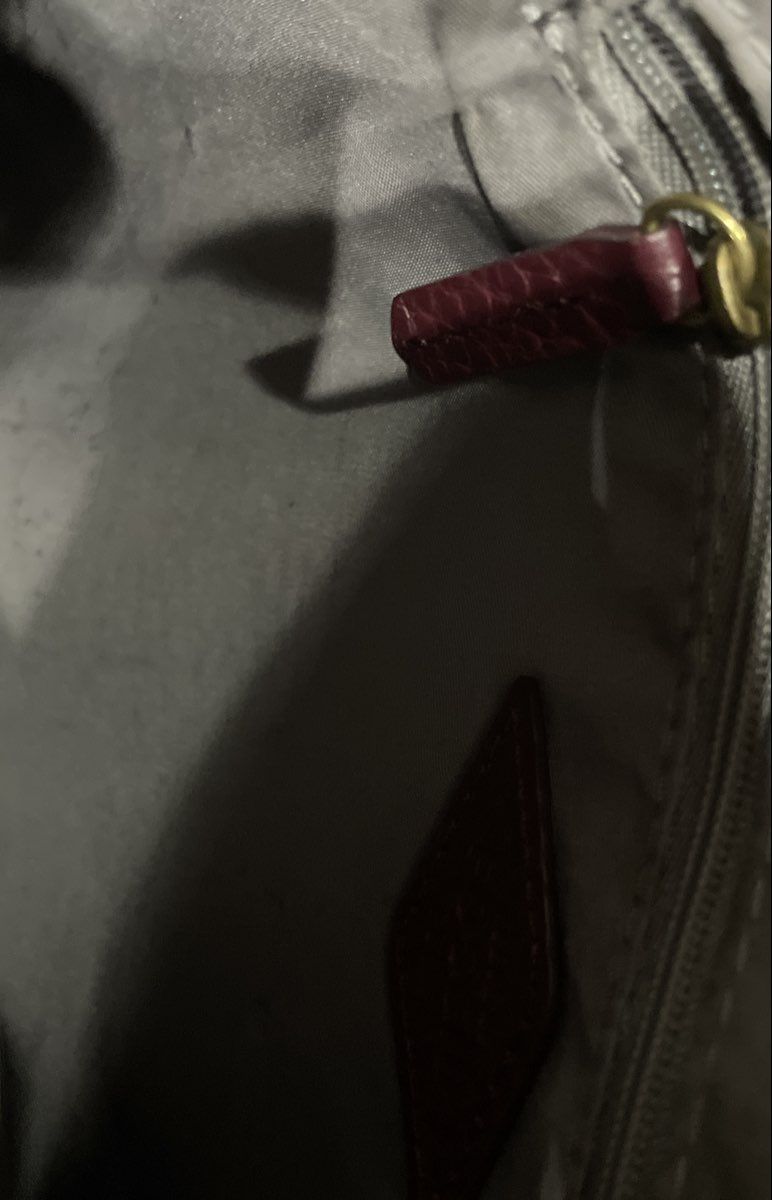 Fossil Maroon Pebbled Leather Crossbody Bag Gold Hardware