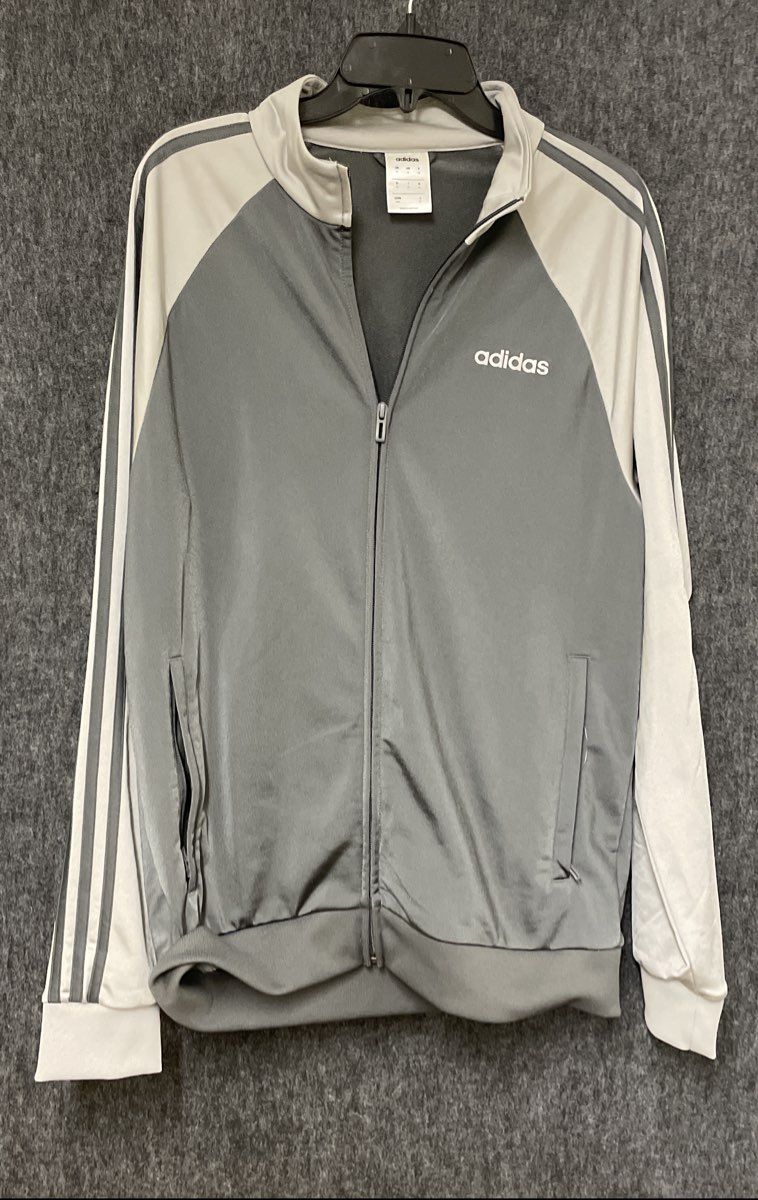 Adidas Men's Essentials 3-Stripes Track Jacket Gray White Raglan Size M