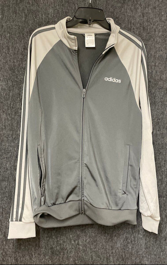Adidas Men's Essentials 3-Stripes Track Jacket Gray White Raglan Size M