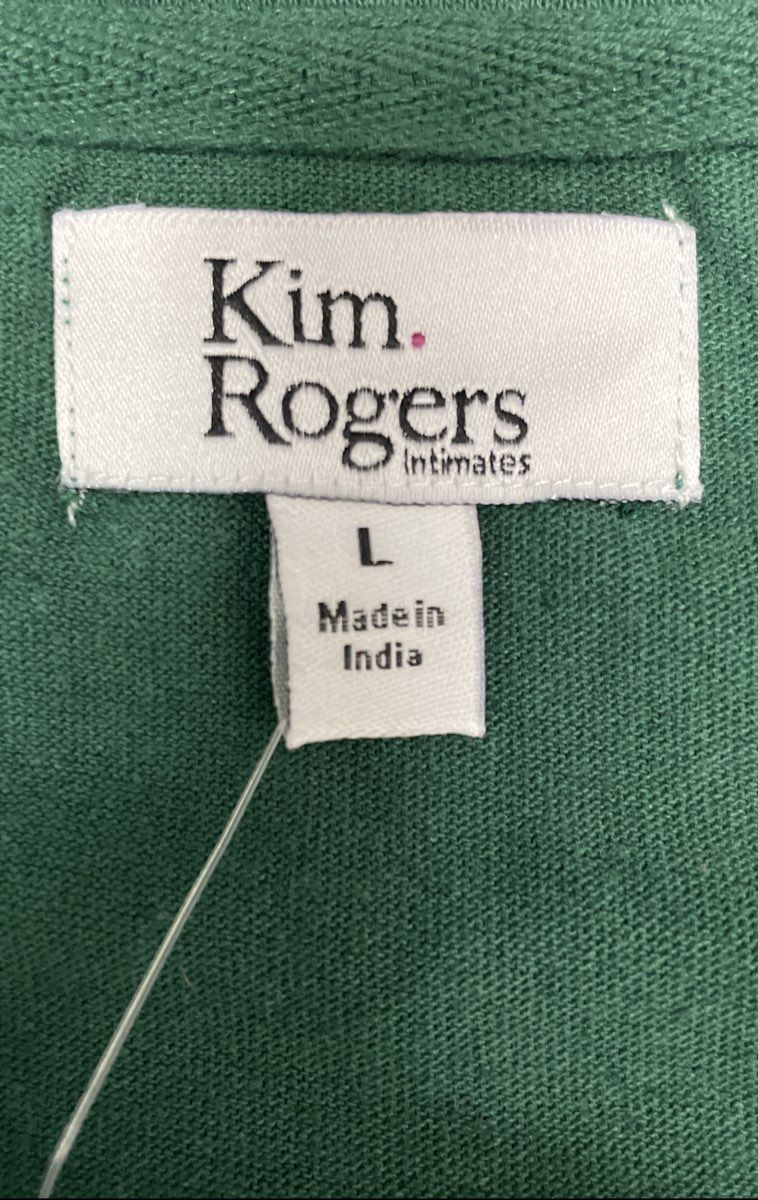 Kim Rogers Intimates Women's Green Button Front Cardigan Sweater Sz L NWT