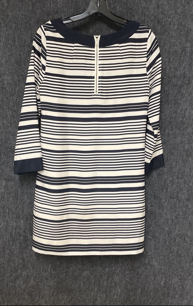 J. Crew Women's Jules Shift Dress Navy White Stripe 100% Silk Pockets Sz 2