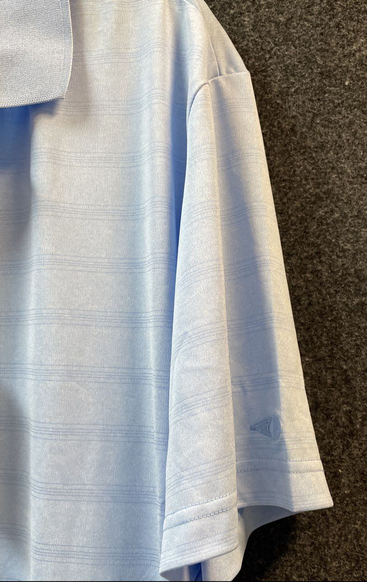Grand Slam Men's Performance Polo Shirt Light Blue Striped Textured Sz L NWT