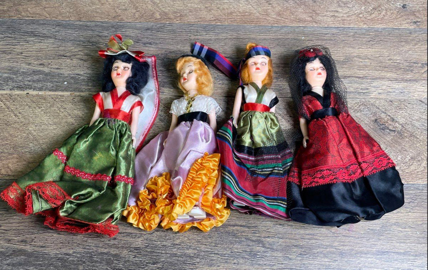 Vintage Lot of 12 Dolls of the World International Souvenir Costume Sleep Eye