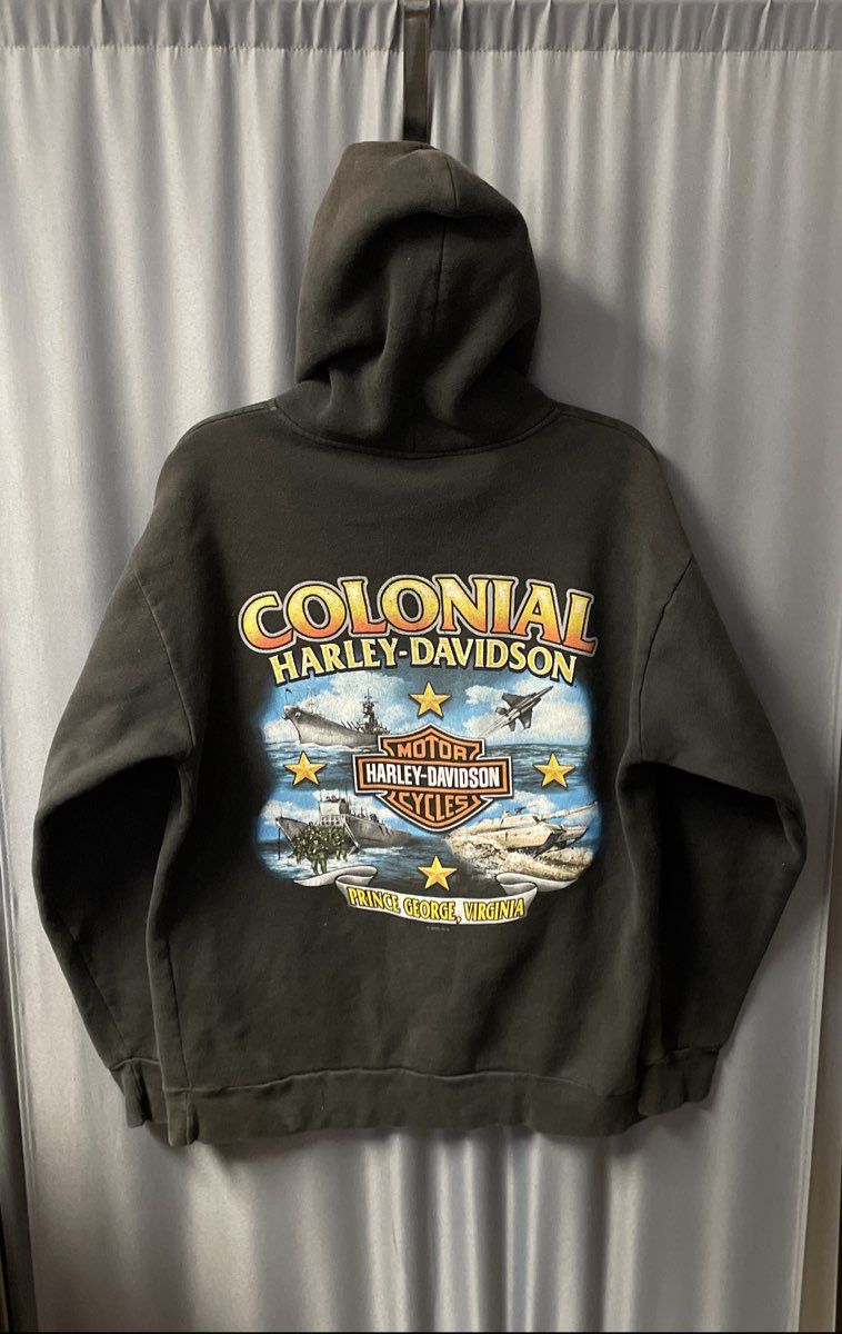 Harley-Davidson Men's Black #1 Stars Stripes Graphic Pullover Hoodie Sz L