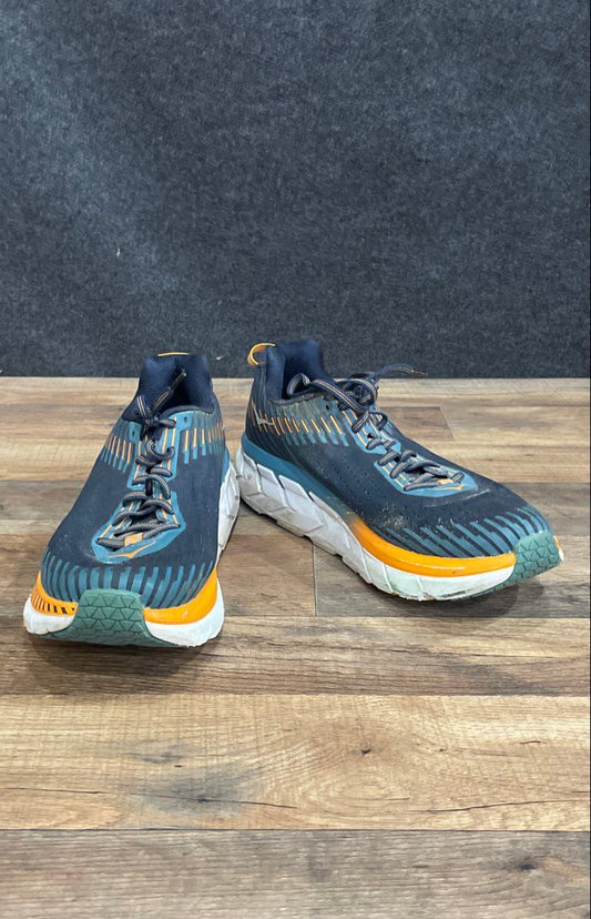 Hoka One One Clifton 5 Blue Orange Men's Running Shoes Size 10.5
