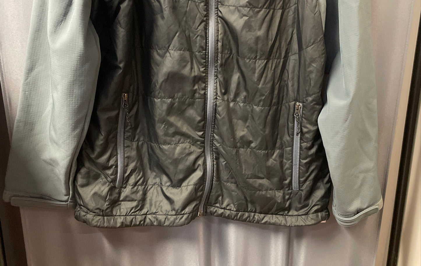 Columbia Men's Gray Black Hybrid Full Zip Softshell Insulated Jacket Sz L