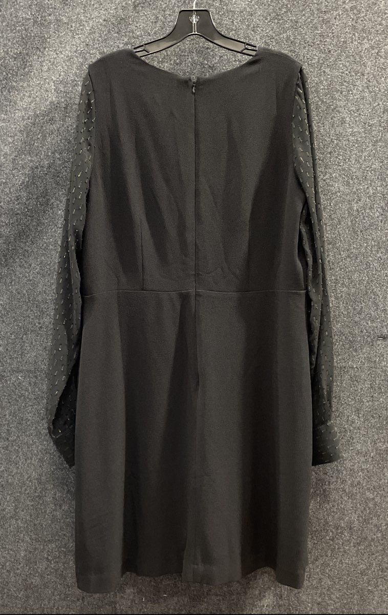 Ann Taylor Women's Black Sheath Dress Long Beaded Sleeve Sz 16T