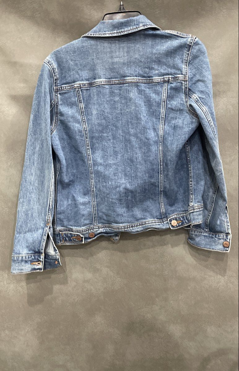 Old Navy Women's Medium Wash Blue Denim Trucker Jacket Size M Stretch