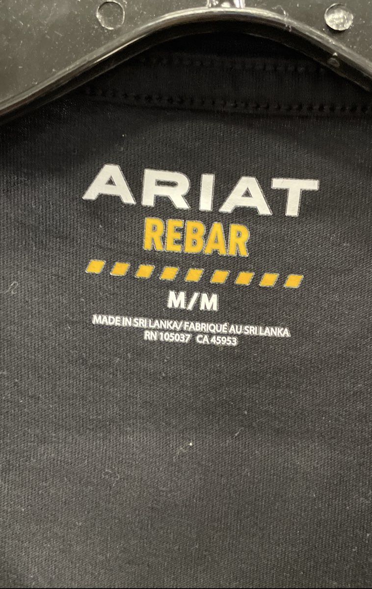 Ariat Rebar Men's Black Graphic Pocket T-Shirt Skull Hard Hat Flag Sz M