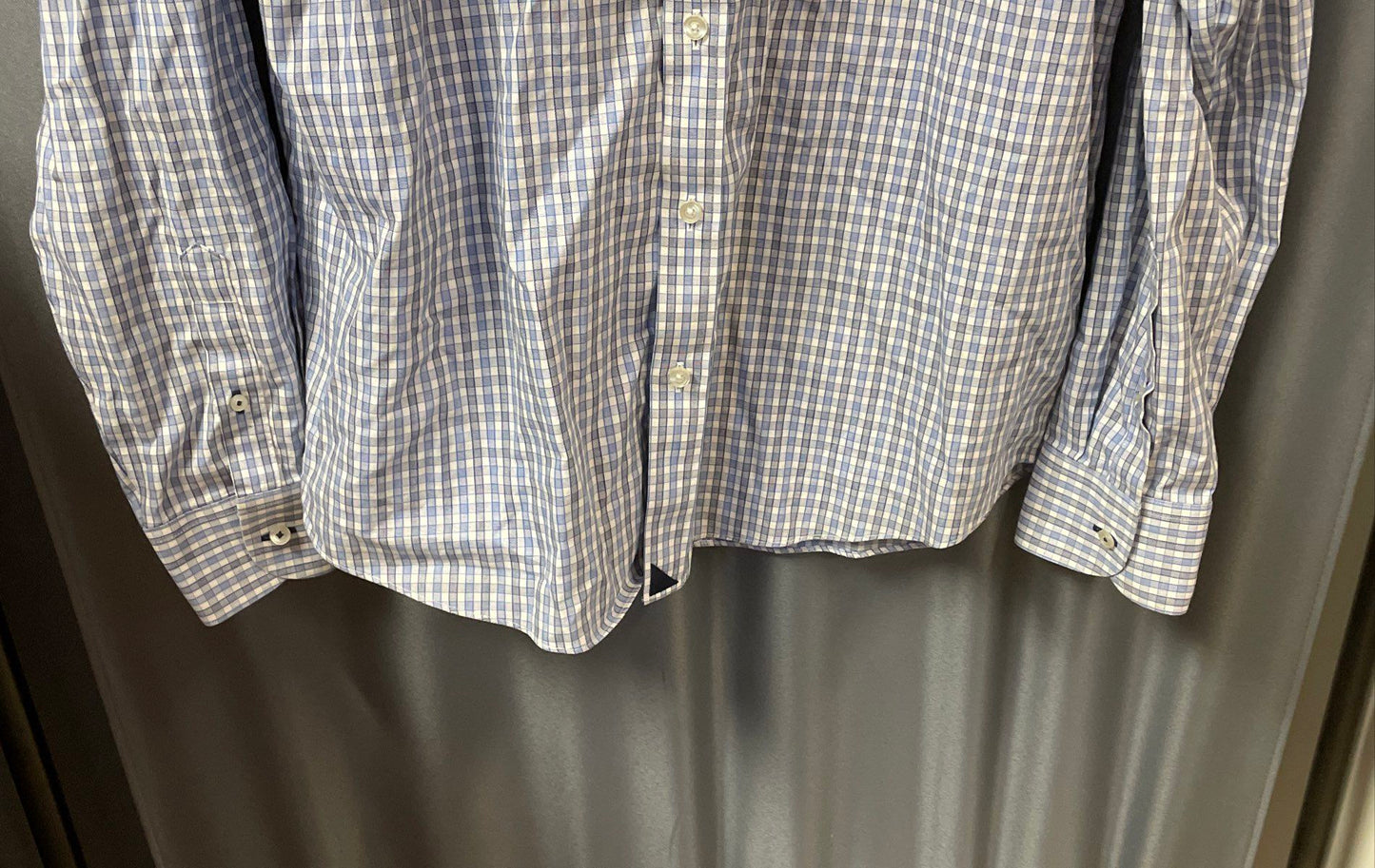 UNTUCKit Men's Durif WF Plaid Button Down Shirt Blue White Wrinkle Free Size XL