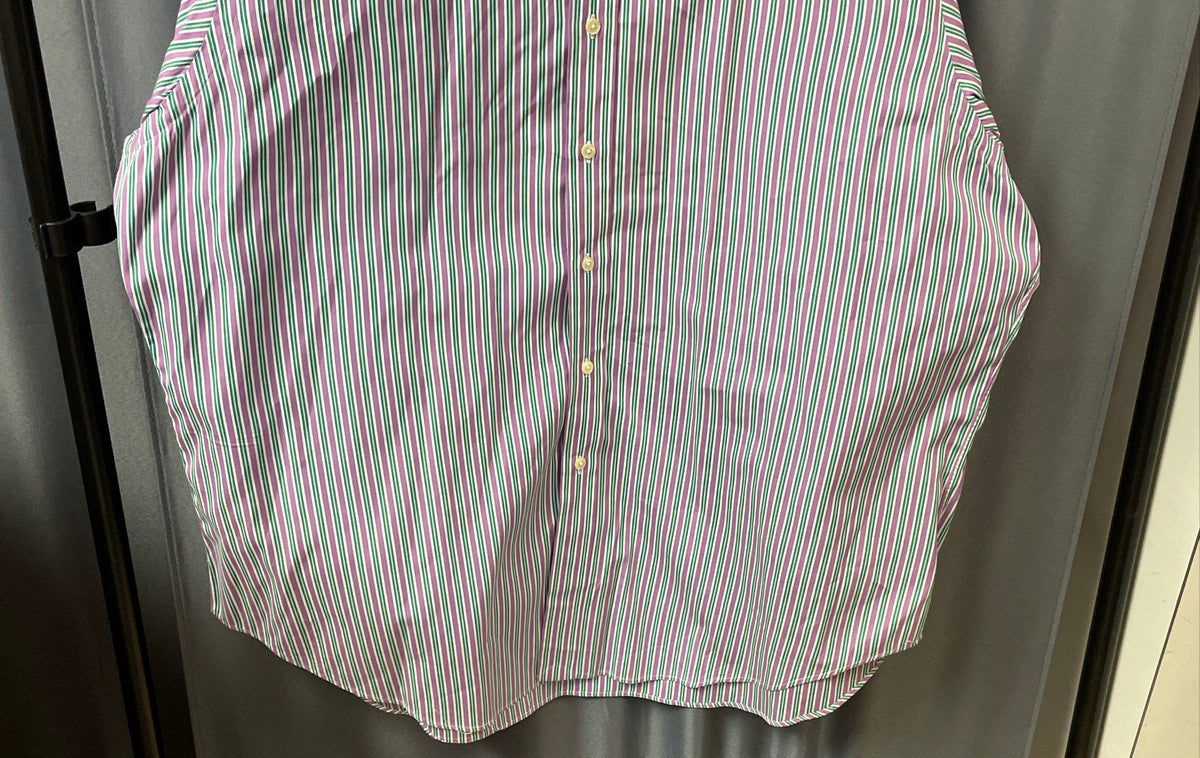 Polo Ralph Lauren Men's Purple Green Striped Classic Fit Dress Shirt Sz 18 34/35
