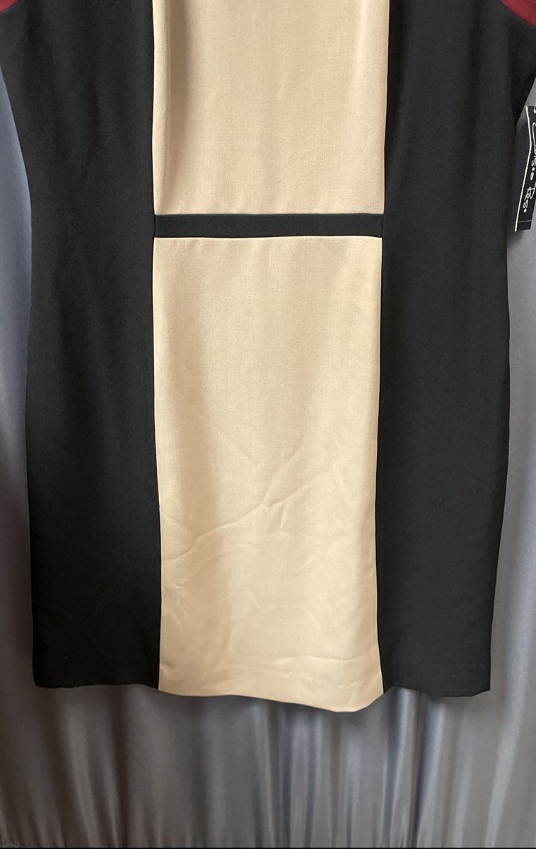 Chelsea Rose Women's Colorblock Sheath Dress Taupe Black Crimson NWT Sz 16