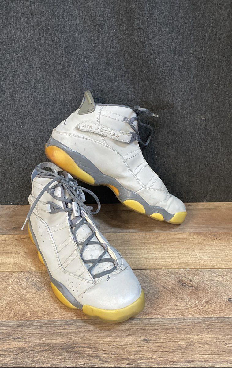 Nike Air Jordan 6 Rings Gray Yellow High Top Basketball Shoes Size 12