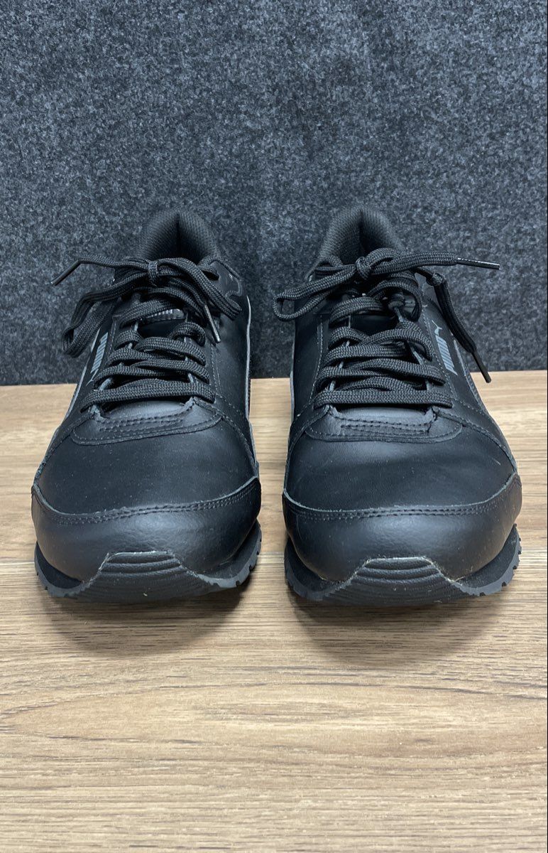 Puma ST Runner v3 L Triple Black Leather Lifestyle Sneakers Men's Size 13