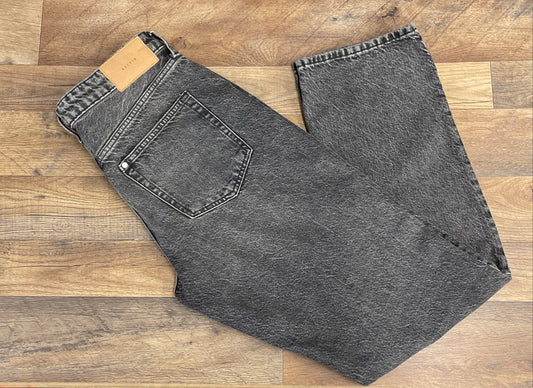 H&M &Denim Women's Washed Black Straight Leg Mid Waist Cotton Jeans Sz 10