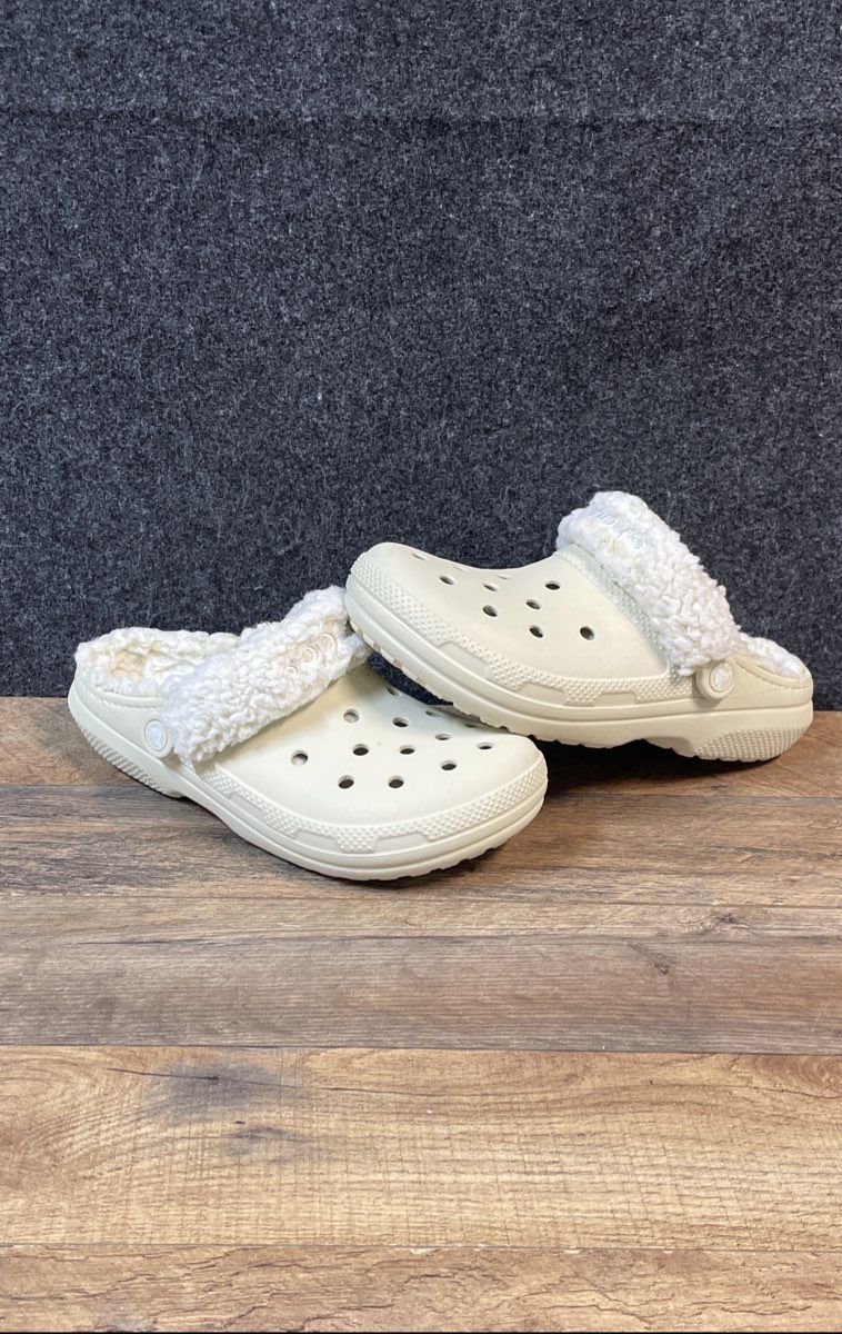 Crocs Classic Lined Clog Bone White Fuzz Lining Men's 8 Women's 10