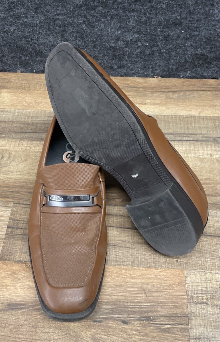 Calvin Klein Brown Apron Toe Bit Loafers Men's Slip On Dress Shoes Size 10