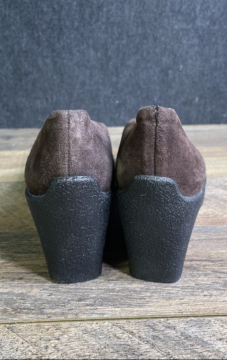 Robert Clergerie Brown Suede Platform Wedge Loafer Pumps Size 5.5