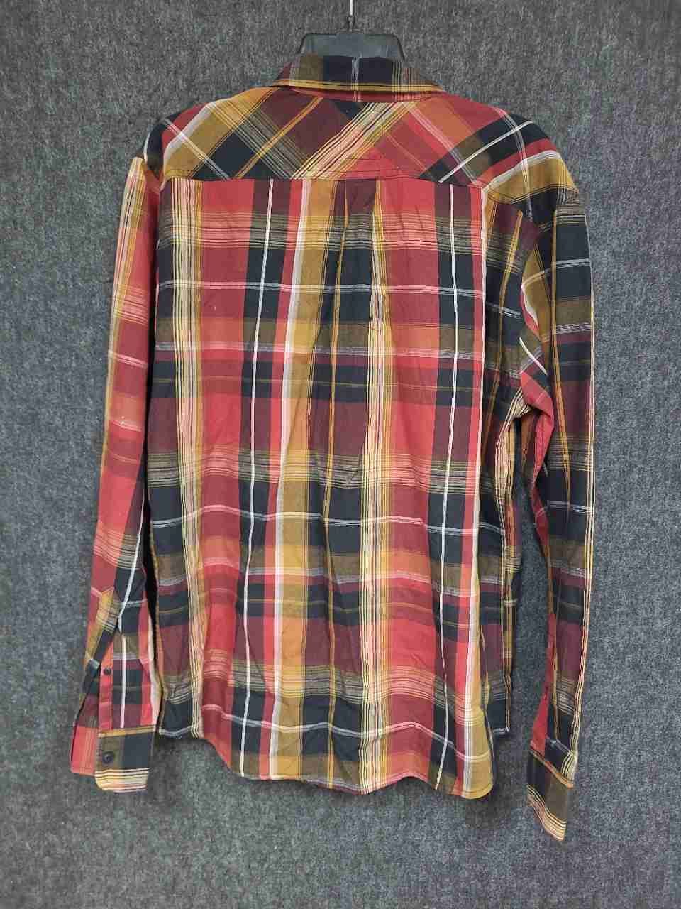 Levi's Men's Plaid Long Sleeve Button Up Shirt Red Orange Yellow Sz L