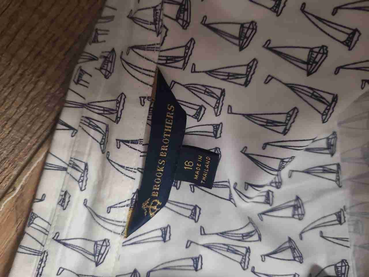 Brooks Brothers Women's White Blue Sailboat Print Cotton Sleep Shirt Size 16