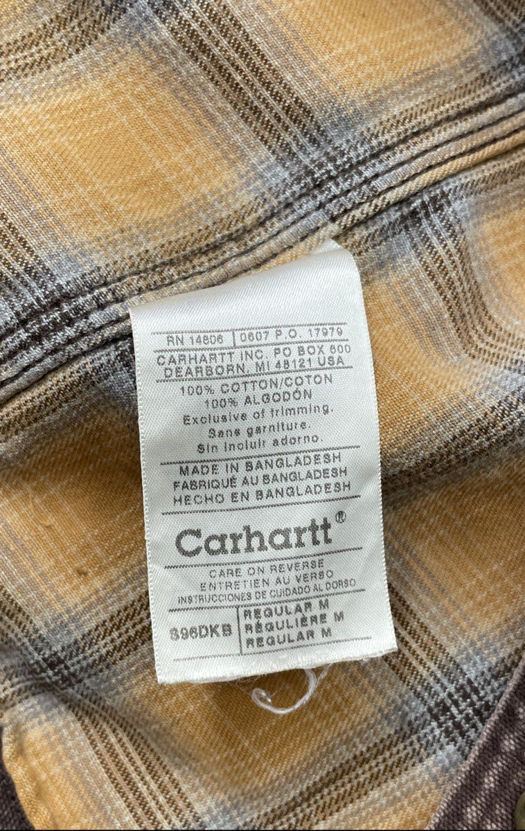 Carhartt S96 DKB Flannel Lined Sandstone Duck Canvas Shirt Jacket Brown Sz M