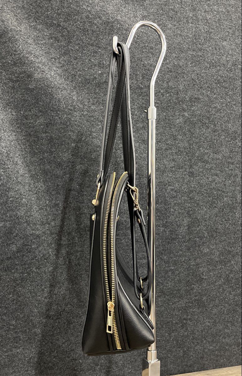 Miztique Black Faux Leather Convertible Backpack Tote Bag Gold Hardware