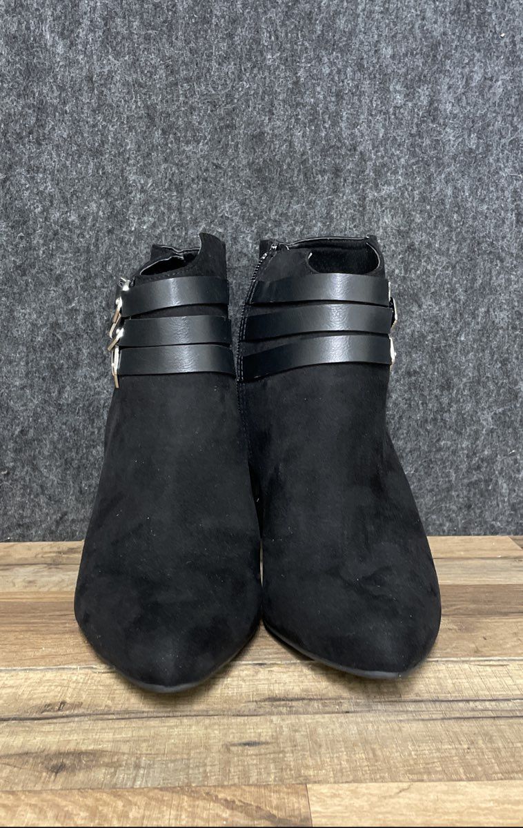 a.n.a A New Approach Black Triple Buckle Stiletto Ankle Boots Size 11
